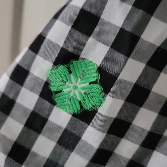 Kate Spade | NWOT Black/White Gingham Green Floral Embroidered Top - Picture 10 of 11